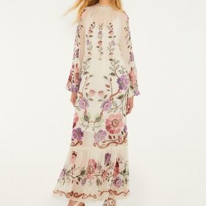 Rococo Flowers Cream Maxi Dress